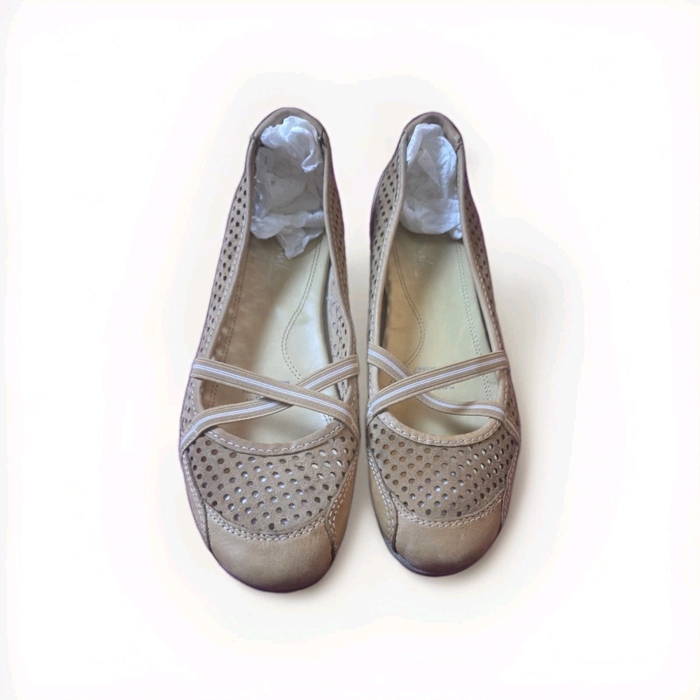 Natural Soul‎ by Naturalizer Plantain Flats Women's 7N Tan Leather Perforated...